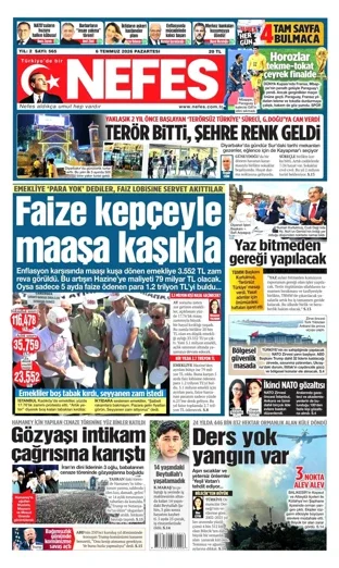 Nefes Gazetesi bugünkü manşeti - 6 Temmuz 2026