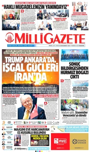 Milli Gazete 9 Temmuz 2026 günün manşeti