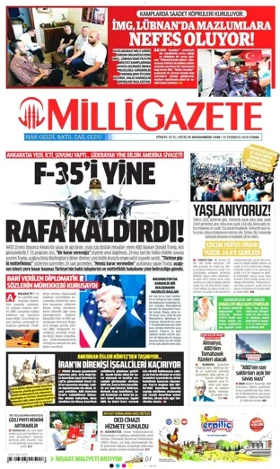 Milli Gazete 10 Temmuz 2026 günün manşeti