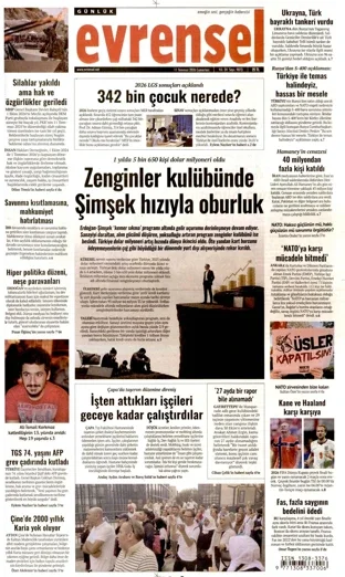 Evrensel Gazetesi 11 Temmuz 2026 günün manşeti