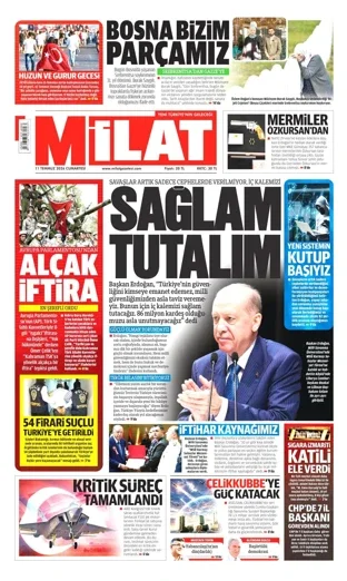 Milat Gazetesi 11 Temmuz 2026 günün manşeti