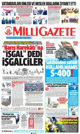 Milli Gazete 11 Temmuz 2026 günün manşeti