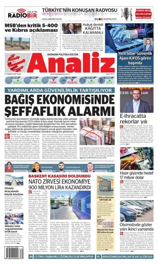 Analiz Gazetesi 17 Temmuz 2026 günün manşeti