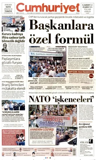 Cumhuriyet Gazetesi 17 Temmuz 2026 günün manşeti