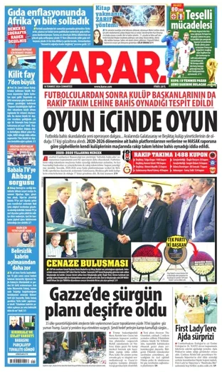 Karar Gazetesi 18 Temmuz 2026 günün manşeti