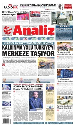 Analiz Gazetesi 23 Temmuz 2026 günün manşeti