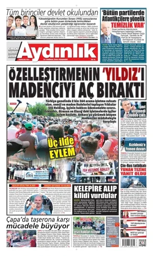 Aydınlık Gazetesi 23 Temmuz 2026 günün manşeti