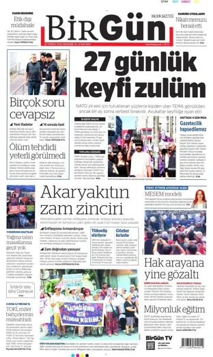 Birgün Gazetesi 23 Temmuz 2026 günün manşeti