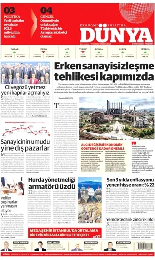Dünya Gazetesi 23 Temmuz 2026 günün manşeti