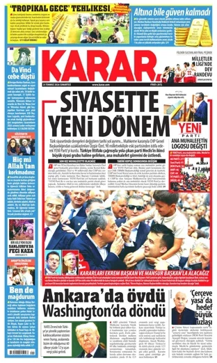Karar Gazetesi 25 Temmuz 2026 günün manşeti