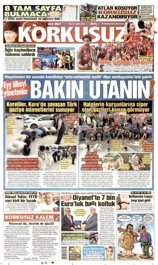 Korkusuz Gazetesi 27 Temmuz 2026 günün manşeti