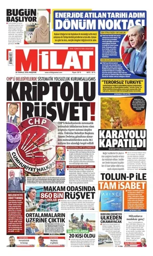 Milat Gazetesi 30 Temmuz 2026 günün manşeti
