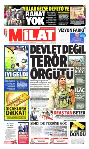 Milat Gazetesi 2 Ağustos 2026 günün manşeti