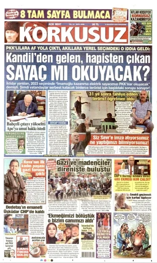 Korkusuz Gazetesi 6 Ağustos 2026 günün manşeti