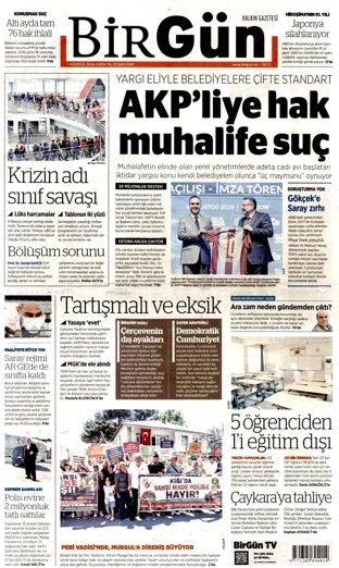Birgün Gazetesi 7 Ağustos 2026 günün manşeti