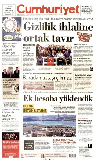Cumhuriyet Gazetesi 7 Ağustos 2026 günün manşeti