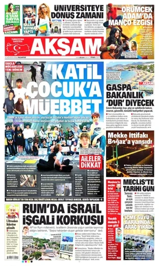 Akşam Gazetesi 10 Ağustos 2026 günün manşeti