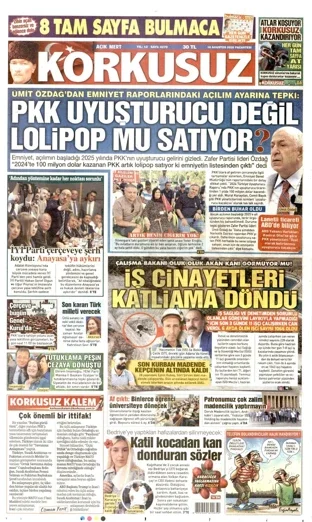 Korkusuz Gazetesi 10 Ağustos 2026 günün manşeti