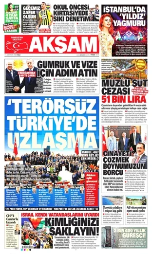 Akşam Gazetesi 11 Ağustos 2026 günün manşeti