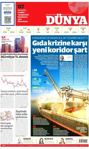 Dünya Gazetesi 11 Ağustos 2026 günün manşeti