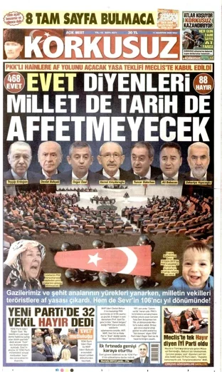 Korkusuz Gazetesi 11 Ağustos 2026 günün manşeti