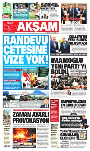 Akşam Gazetesi 12 Ağustos 2026 günün manşeti