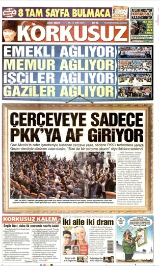 Korkusuz Gazetesi 12 Ağustos 2026 günün manşeti