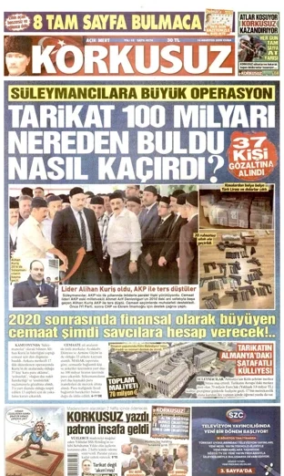 Korkusuz Gazetesi 14 Ağustos 2026 günün manşeti
