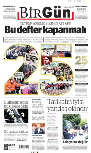 Birgün Gazetesi 15 Ağustos 2026 günün manşeti