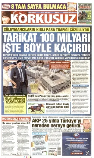 Korkusuz Gazetesi 15 Ağustos 2026 günün manşeti