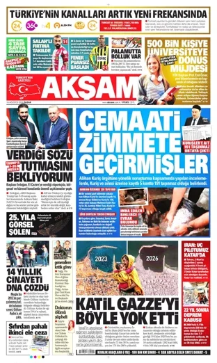 Akşam Gazetesi 16 Ağustos 2026 günün manşeti