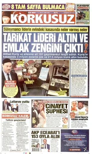 Korkusuz Gazetesi 16 Ağustos 2026 günün manşeti