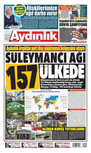 Aydınlık Gazetesi 17 Ağustos 2026 günün manşeti