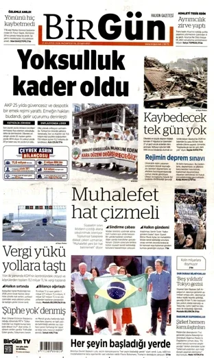 Birgün Gazetesi 17 Ağustos 2026 günün manşeti