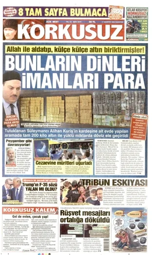 Korkusuz Gazetesi 17 Ağustos 2026 günün manşeti