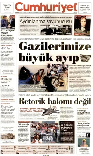 Cumhuriyet Gazetesi 20 Ağustos 2026 günün manşeti