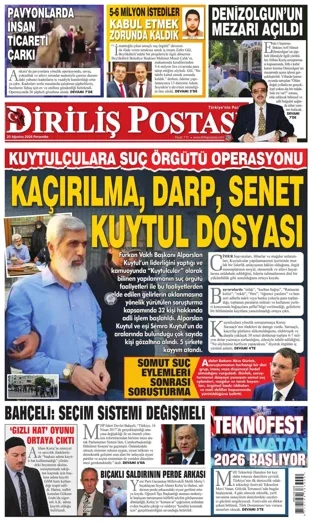 Diriliş Postası Gazetesi 20 Ağustos 2026 günün manşeti