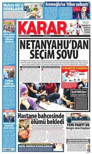 Karar Gazetesi 20 Ağustos 2026 günün manşeti