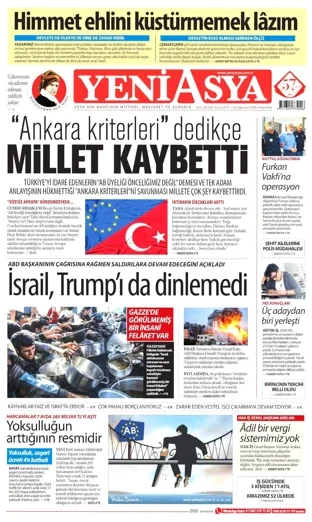 Yeni Asya Gazetesi bugünkü manşeti - 20 Ağustos 2026