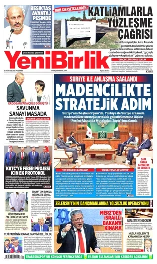 Yeni Birlik Gazetesi bugünkü manşeti - 20 Ağustos 2026