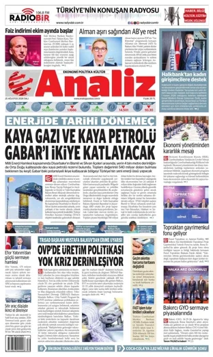 Analiz Gazetesi 25 Ağustos 2026 günün manşeti