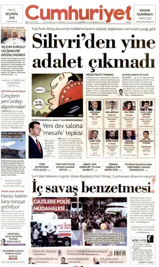 Cumhuriyet Gazetesi 25 Ağustos 2026 günün manşeti