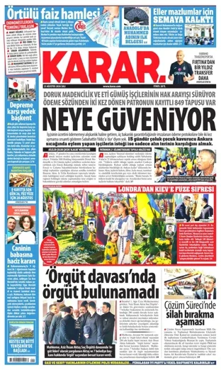 Karar Gazetesi 25 Ağustos 2026 günün manşeti