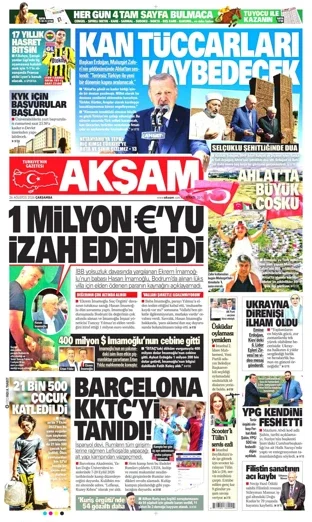 Akşam Gazetesi 26 Ağustos 2026 günün manşeti