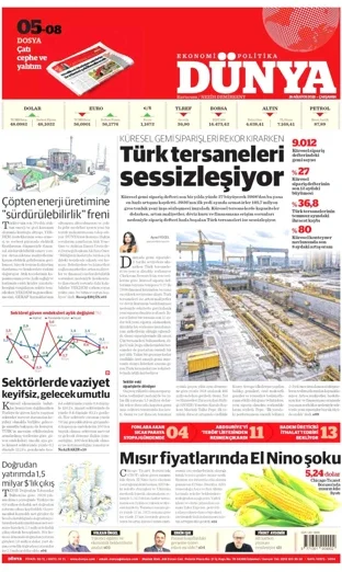 Dünya Gazetesi 26 Ağustos 2026 günün manşeti