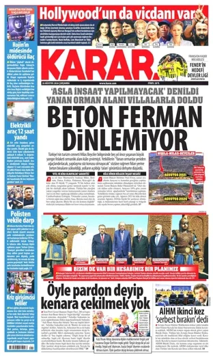 Karar Gazetesi 26 Ağustos 2026 günün manşeti