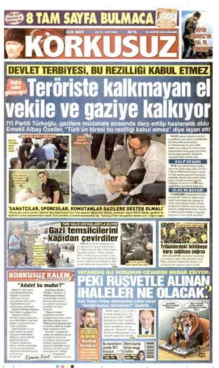 Korkusuz Gazetesi 26 Ağustos 2026 günün manşeti