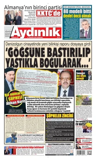 Aydınlık Gazetesi 27 Ağustos 2026 günün manşeti