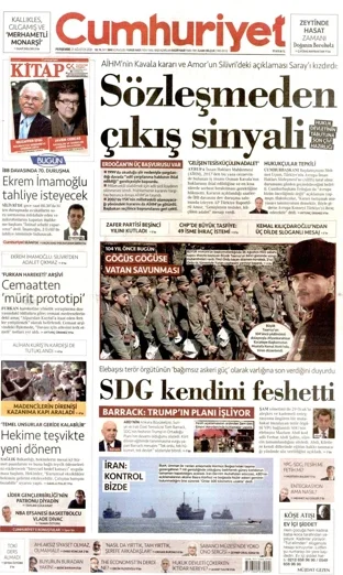 Cumhuriyet Gazetesi 27 Ağustos 2026 günün manşeti
