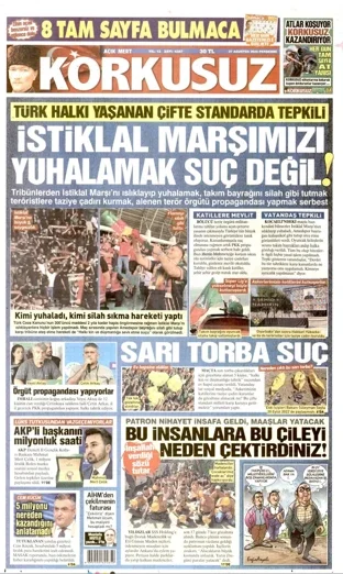 Korkusuz Gazetesi 27 Ağustos 2026 günün manşeti